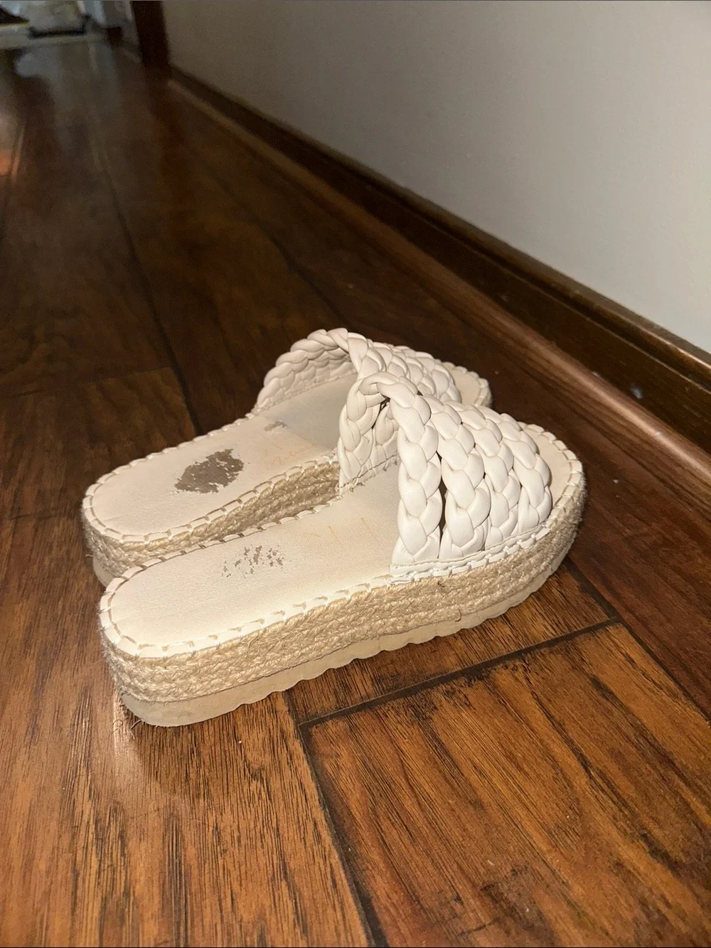 Braided Espadrille Slide Sandals — Cream